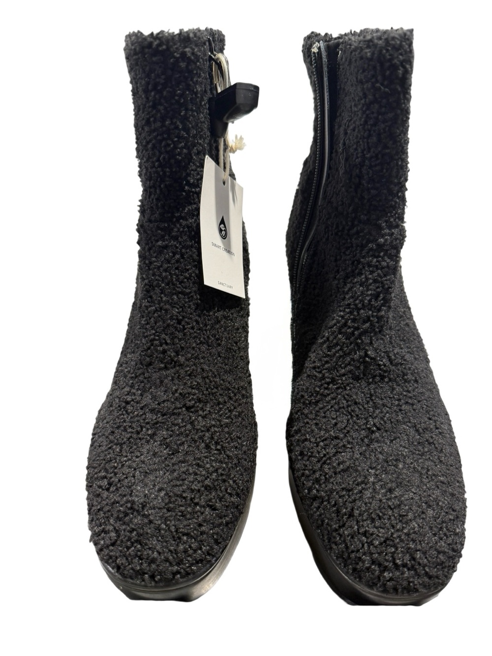 Sanctuary Black Fuzzy Sherpa Ankle Booties